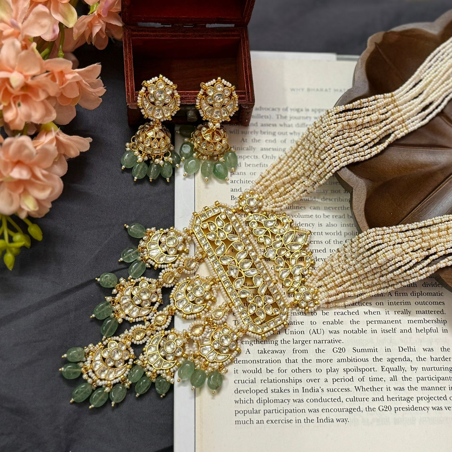 Mana jadtar kundan necklace set