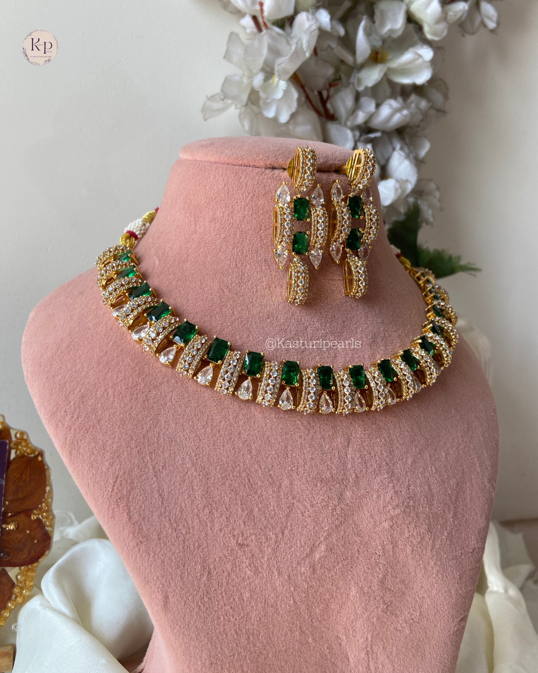 Adriti Green AD Necklace set