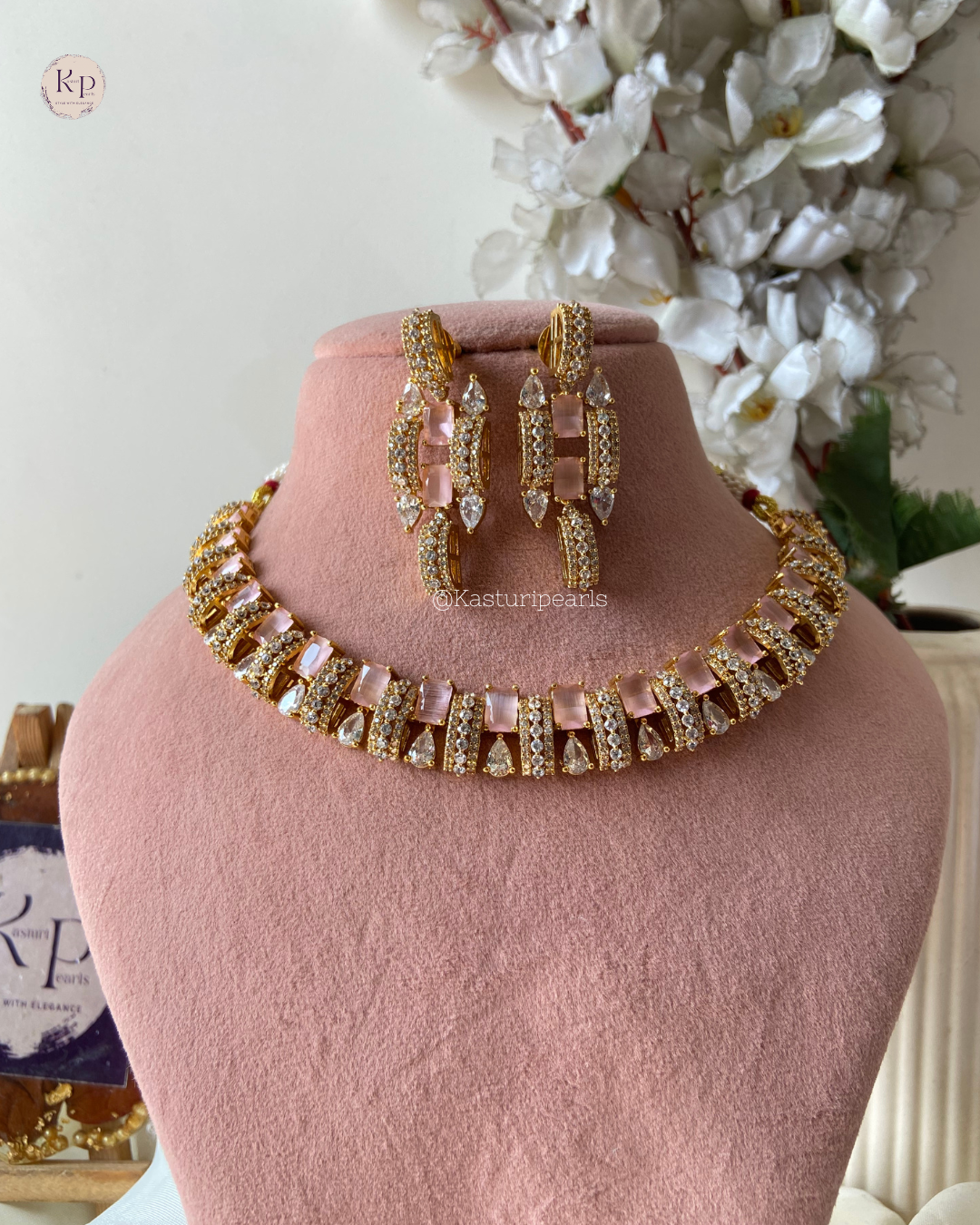 Adriti Pink AD Necklace set