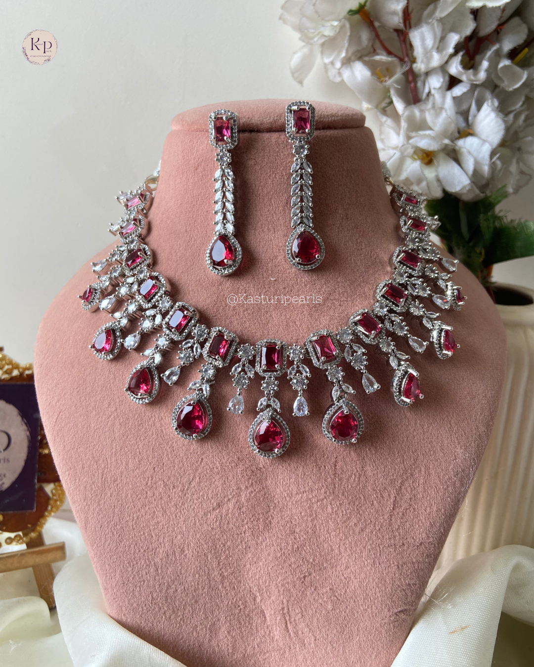 Dilkhush Ruby AD Necklace set