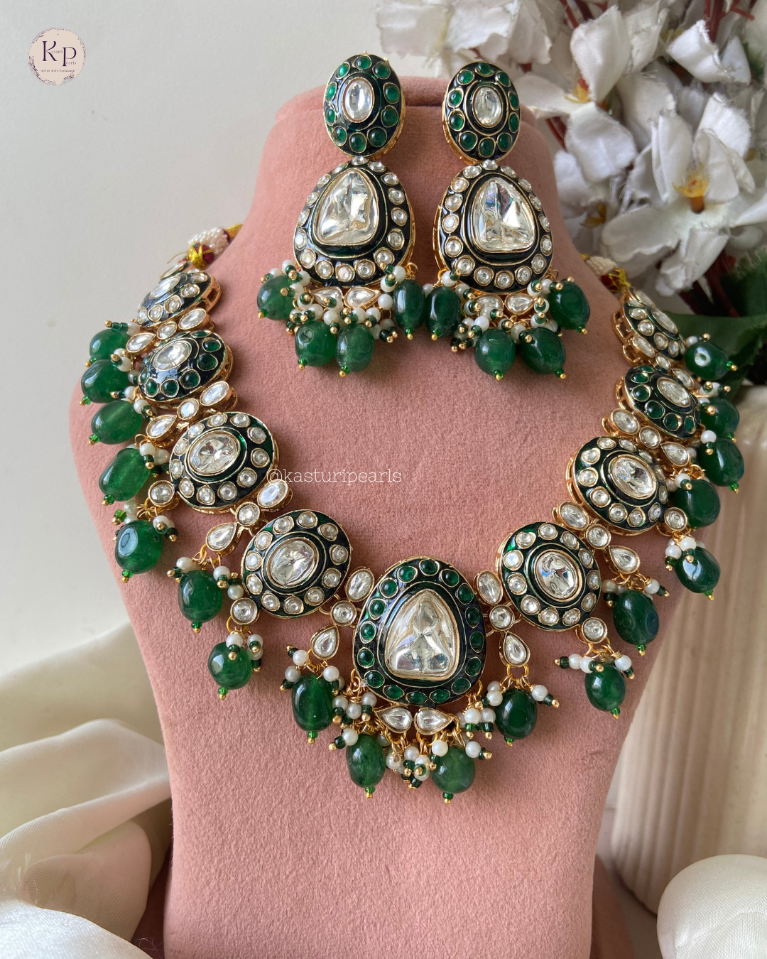 Geet Green Polki Kundan Neckset