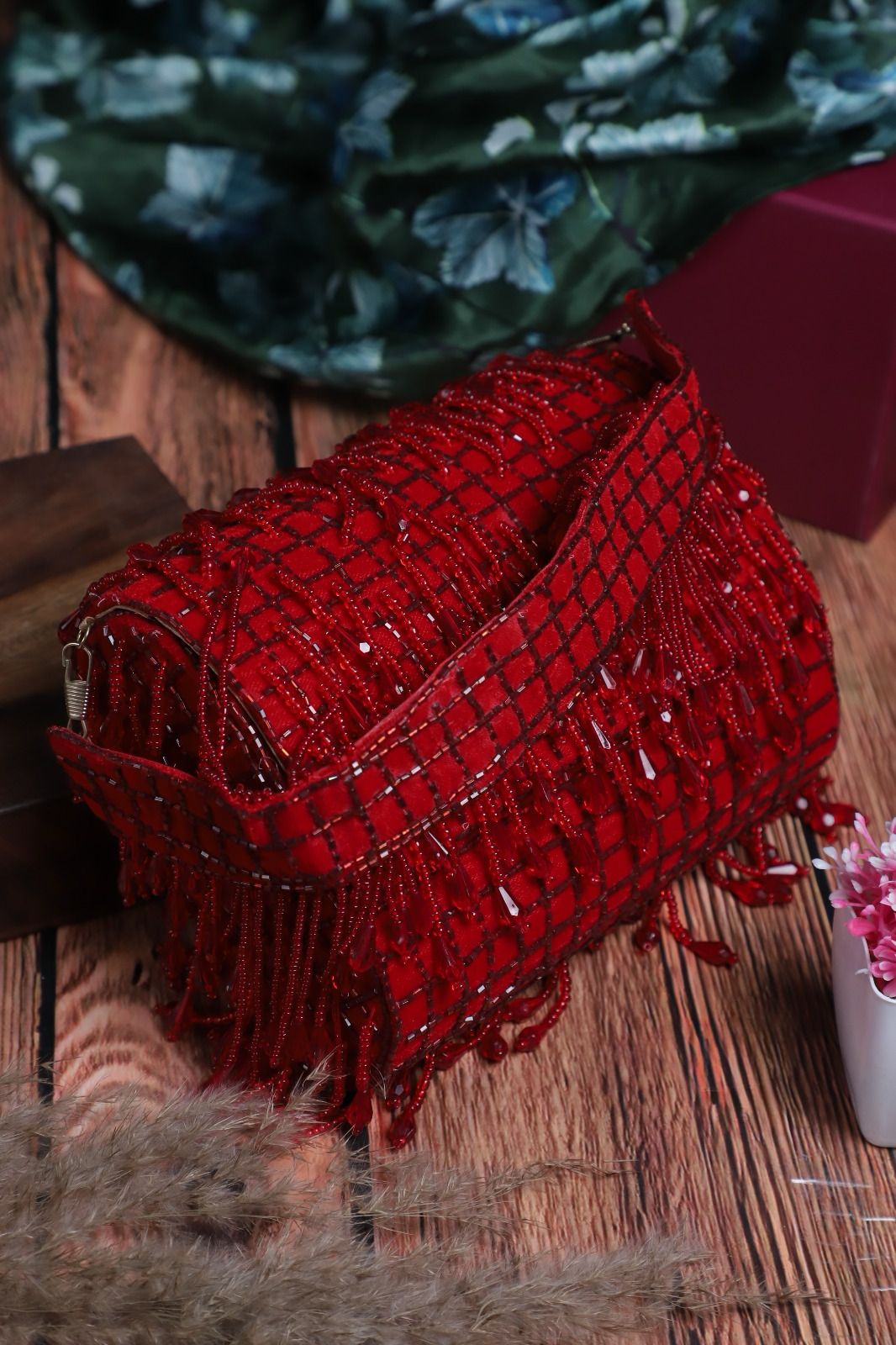 Nora Beaded Flap Clutch