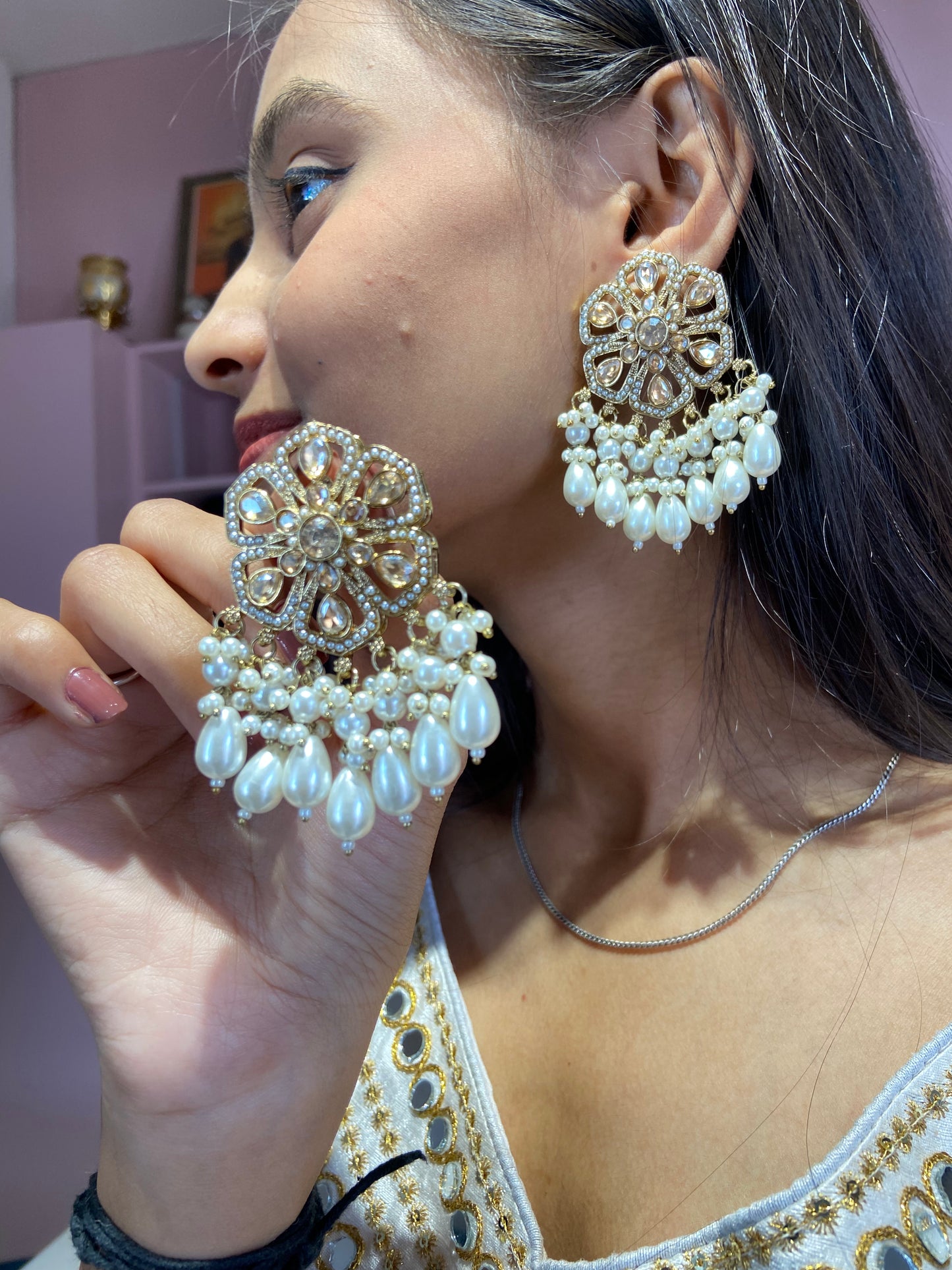 Sarika Reverse Polki Kundan earrings