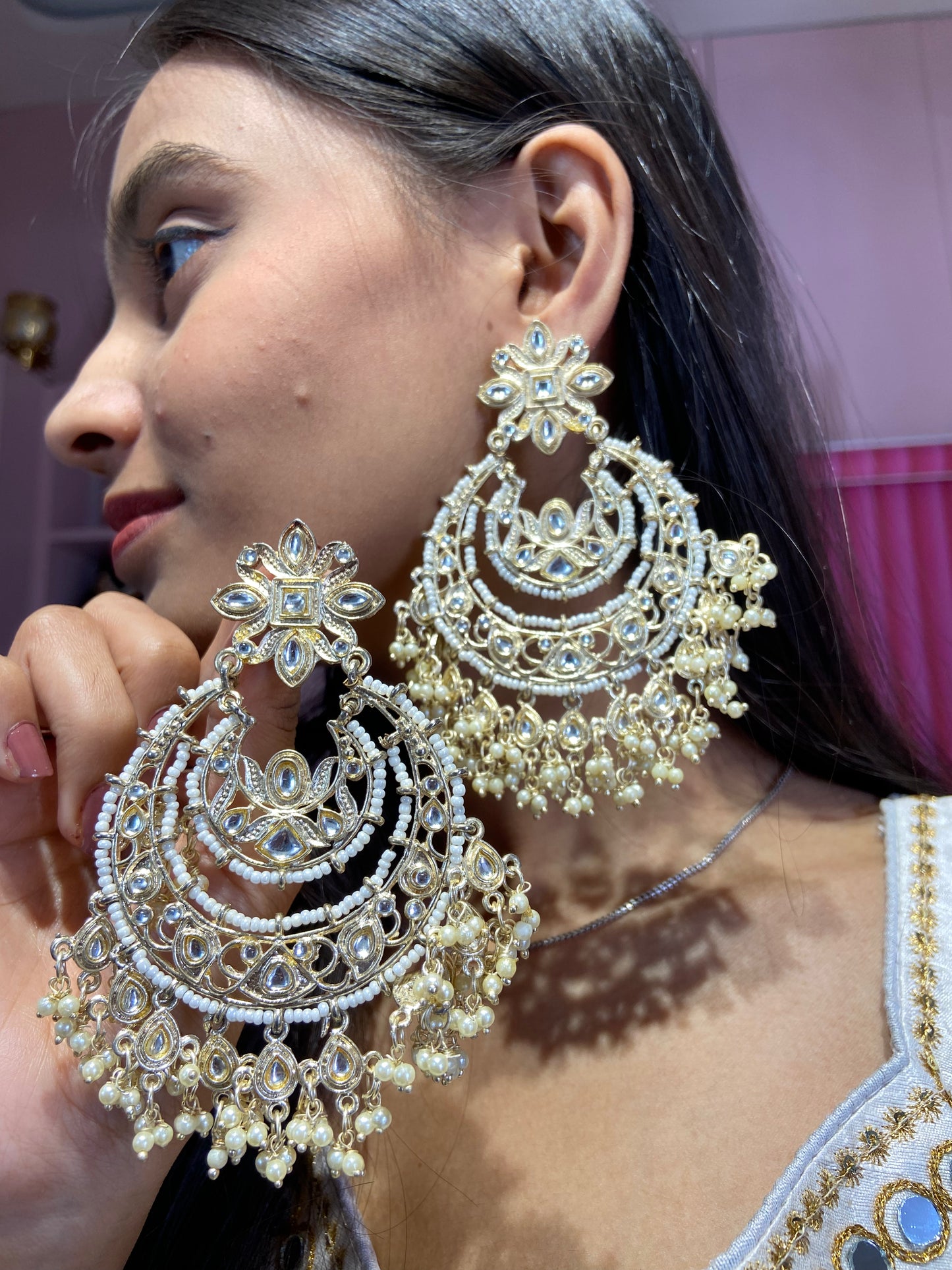 Zeba Reverse Polki Kundan earrings