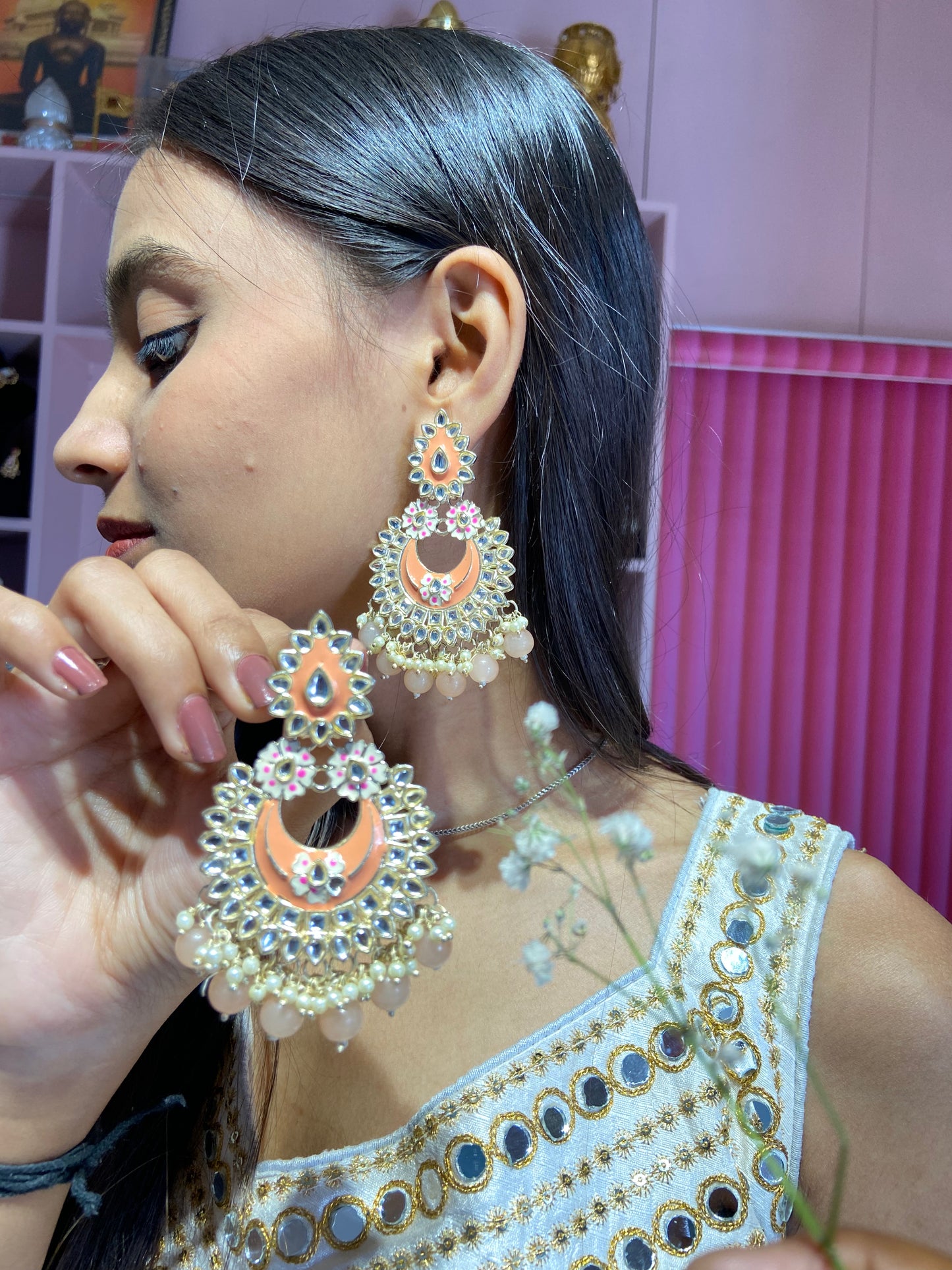 Nitya Reverse Polki Kundan Earrings