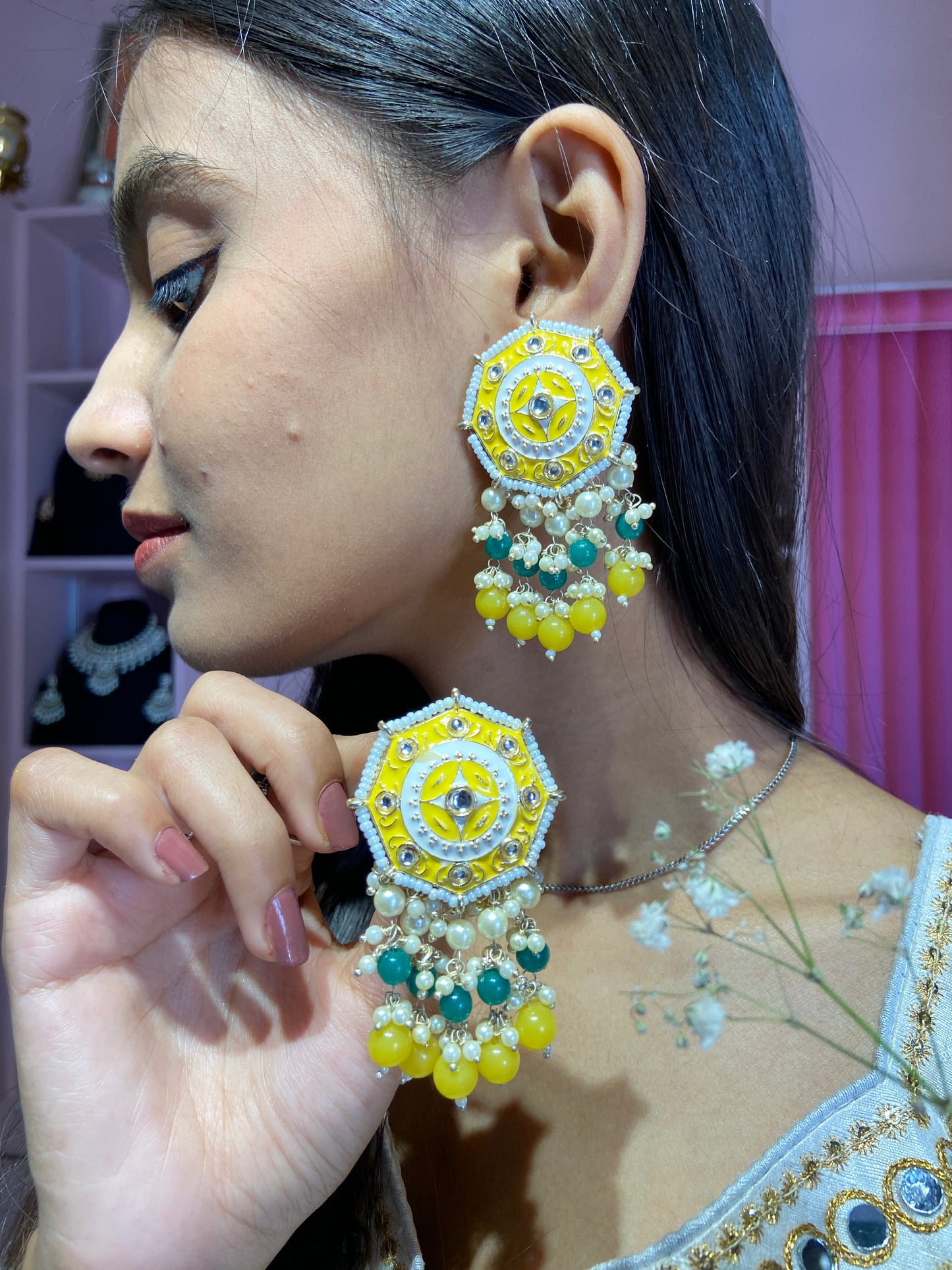 Janvi meenakari kundan earrings