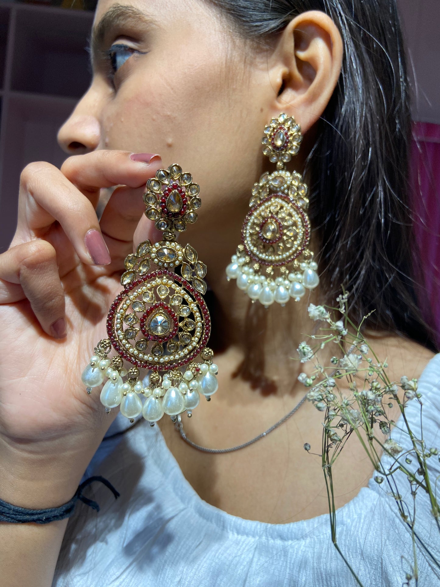 Shivanshi Reverse Polki Kundan earrings