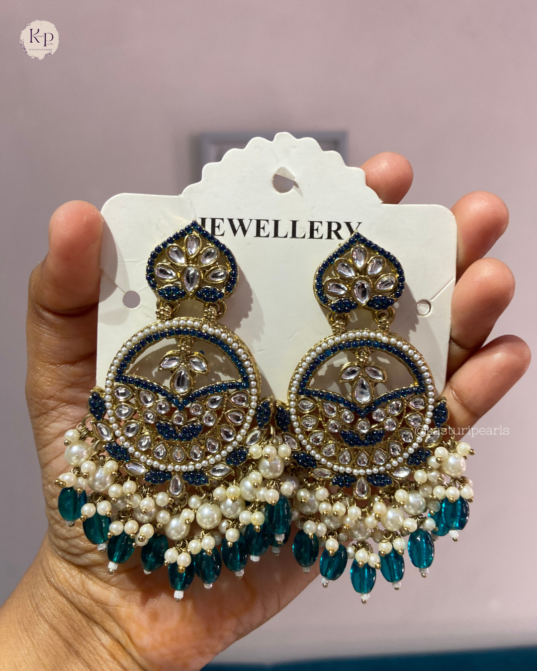 Mahisha Blue Kundan earrings