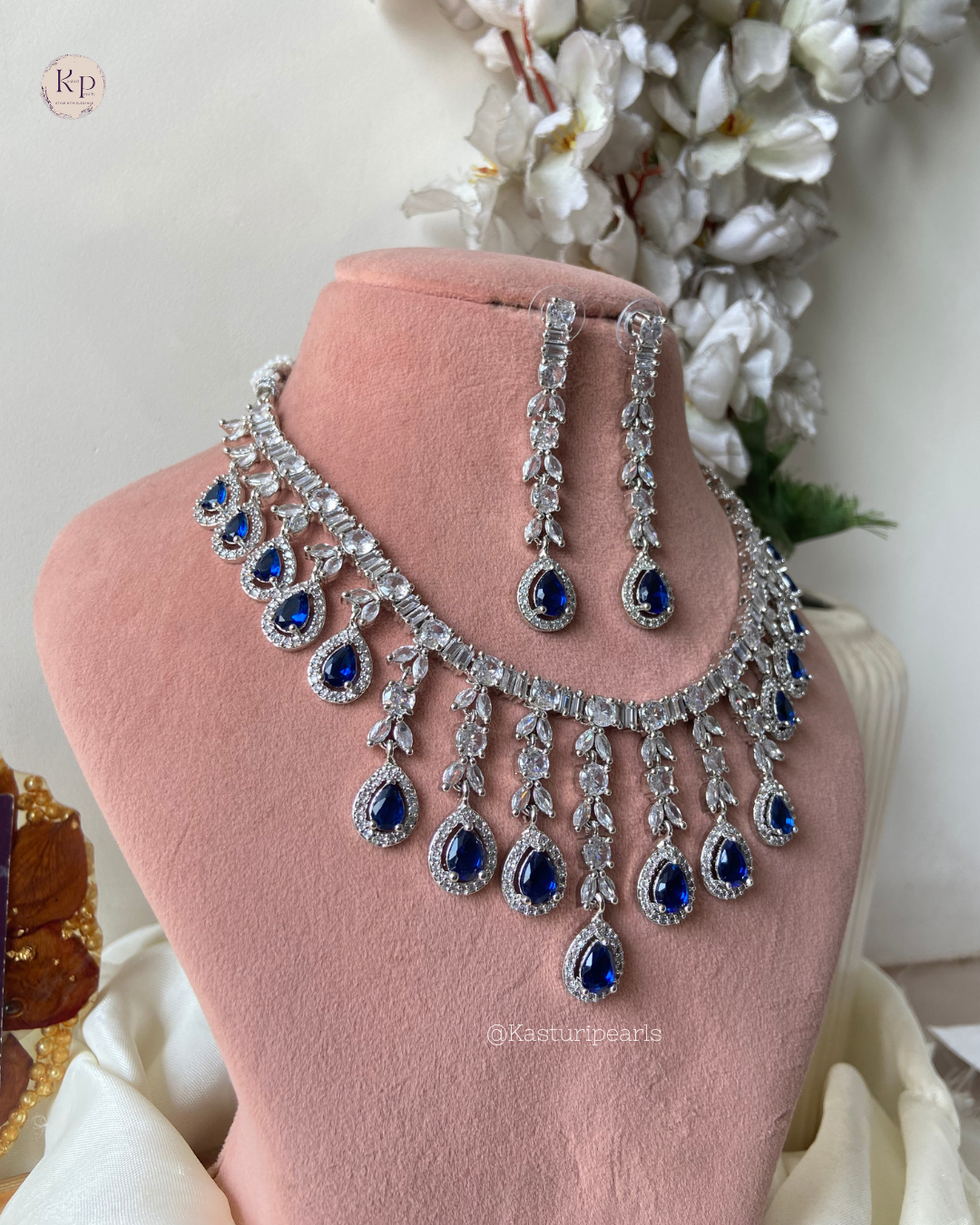 Kenita Blue AD Necklace set