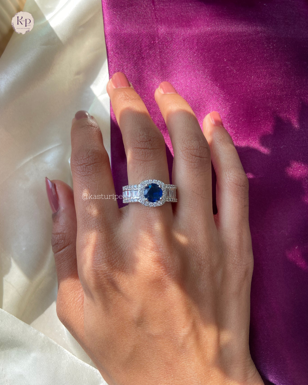 Lakshi Blue American Diamond Ring