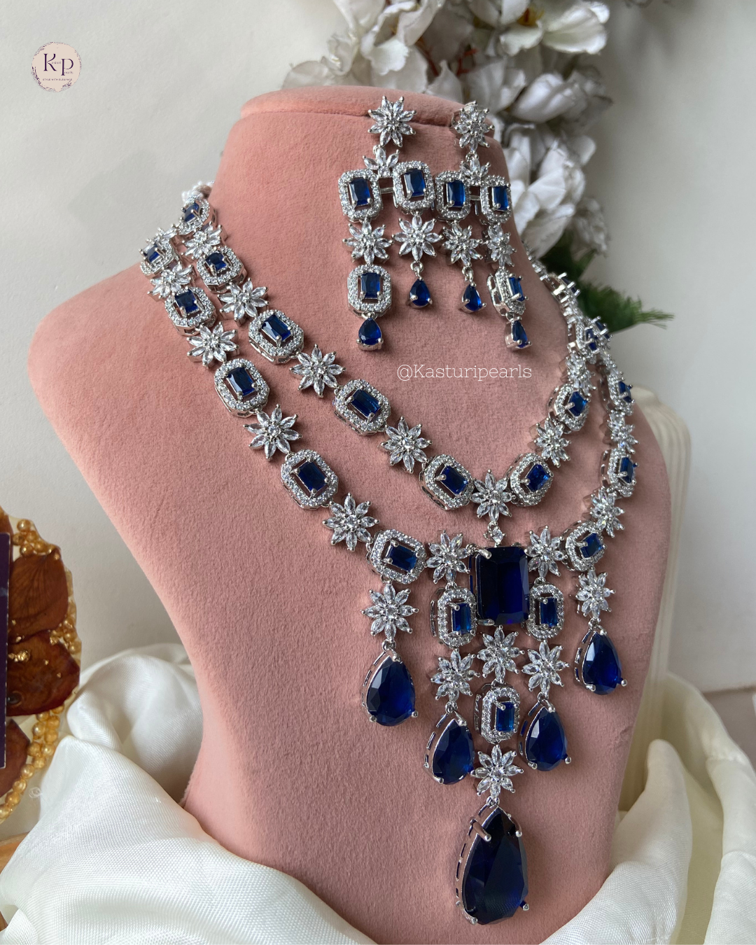 Lakshika Blue AD Necklace set