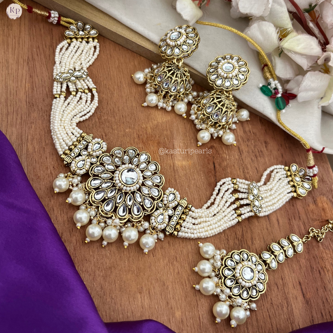 Mihira Kundan Ivory choker set