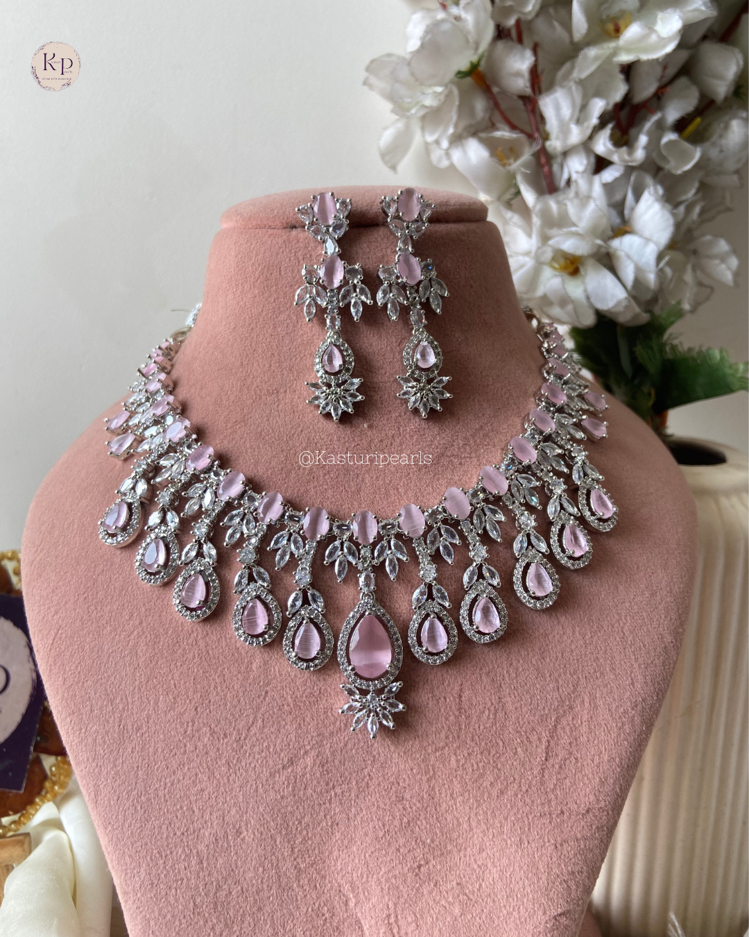 Parmita Pink Ad Necklace set