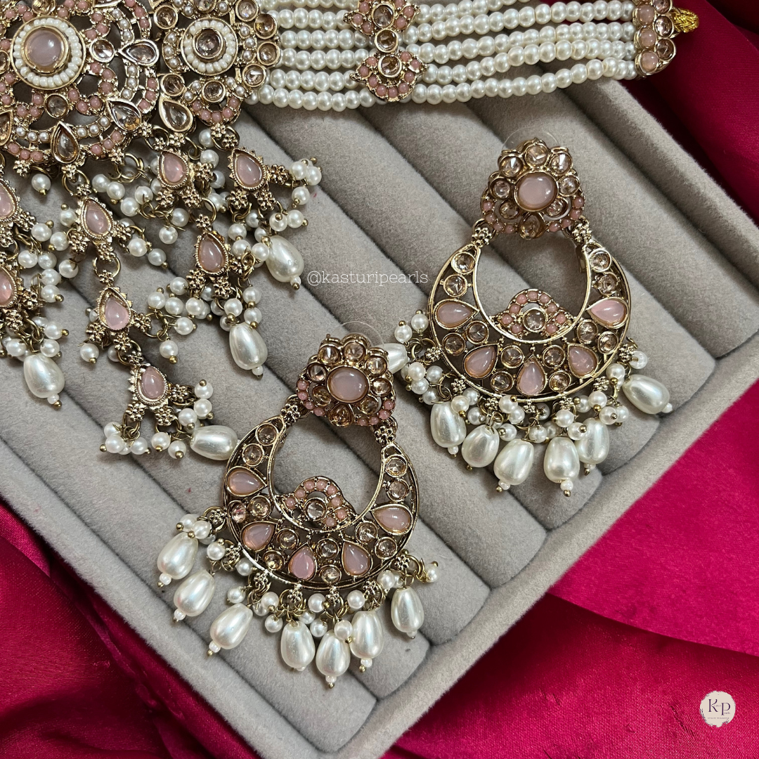 Reem Pink color Moti choker set