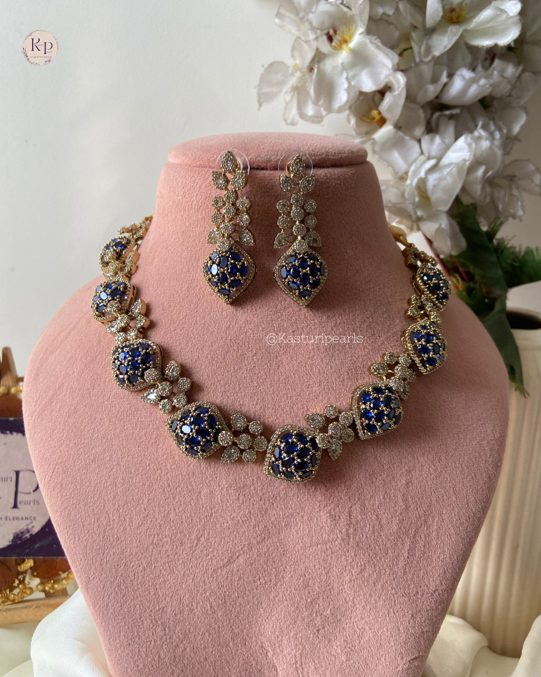 sanjana Blue Mehendi Polish Necklace set