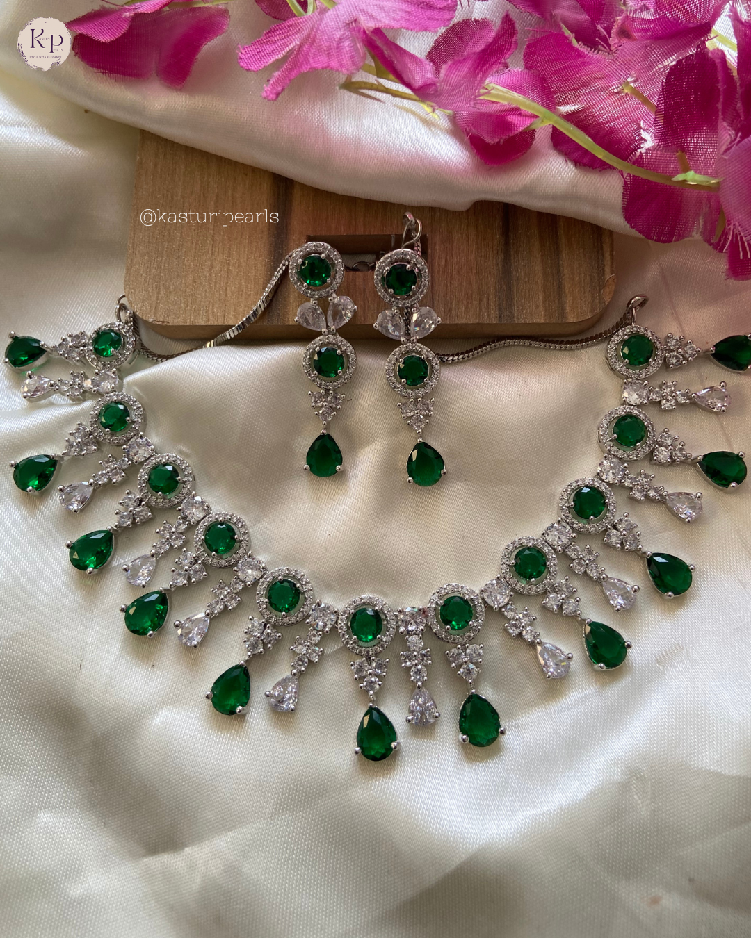 Sneha Green American Diamond Neckset