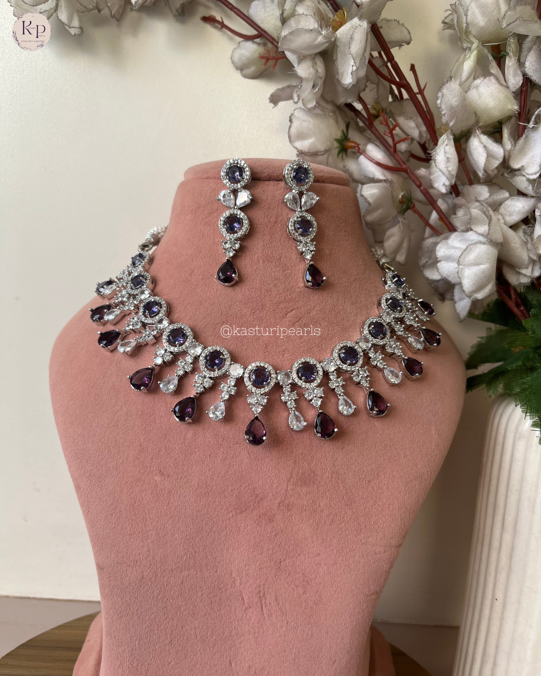 Sneha Purple AD Neckset