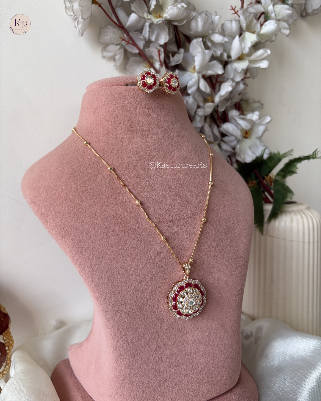 Srivalli Red Moisannite Neckset