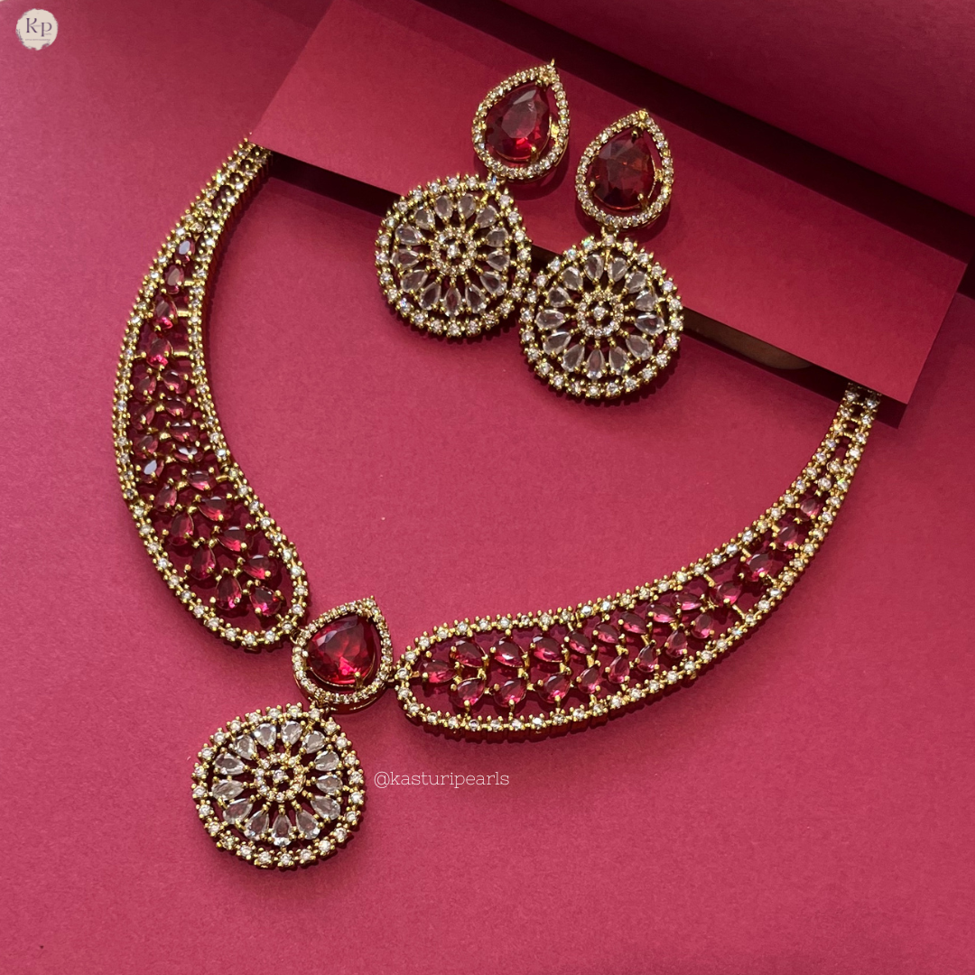 Yashvi Red Victorian Necklace set