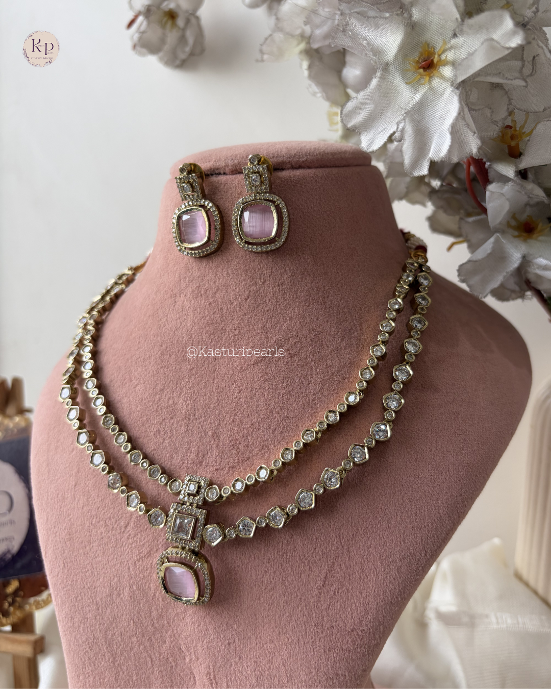 Vedika Pink Victorian Polish Neckset