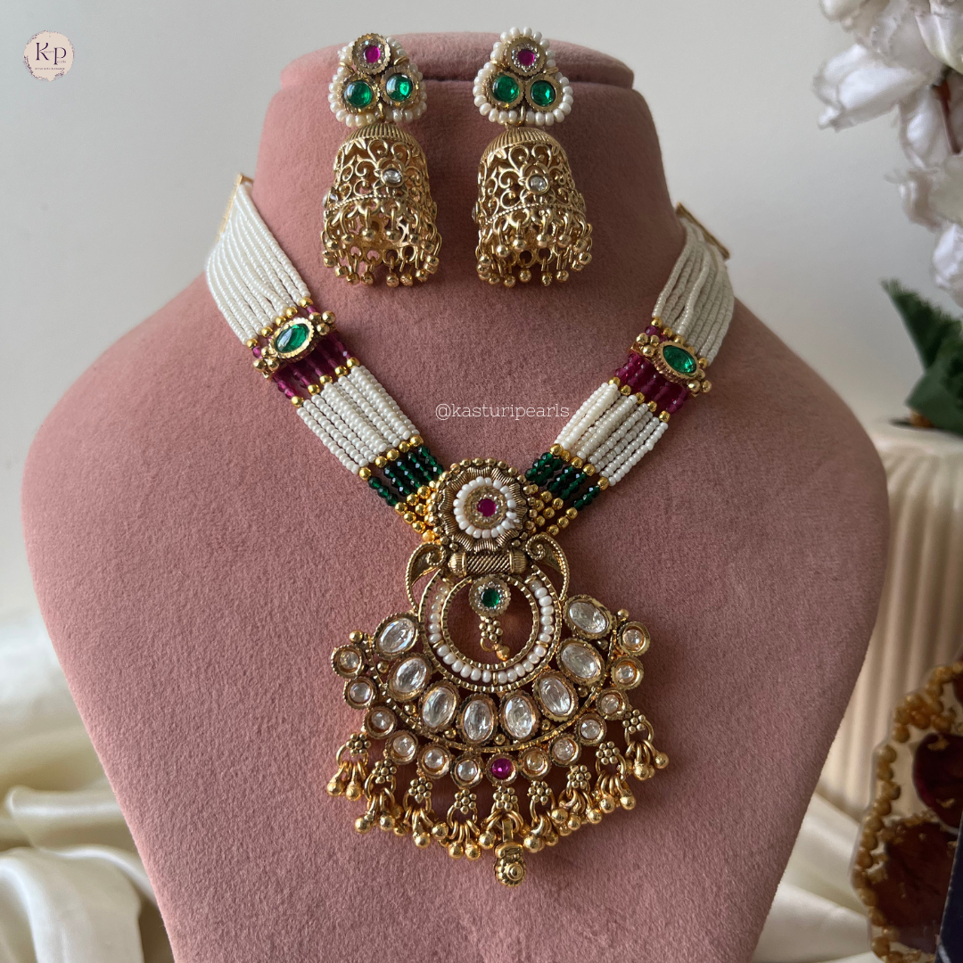Aaradhya Multi Moti Necklace set