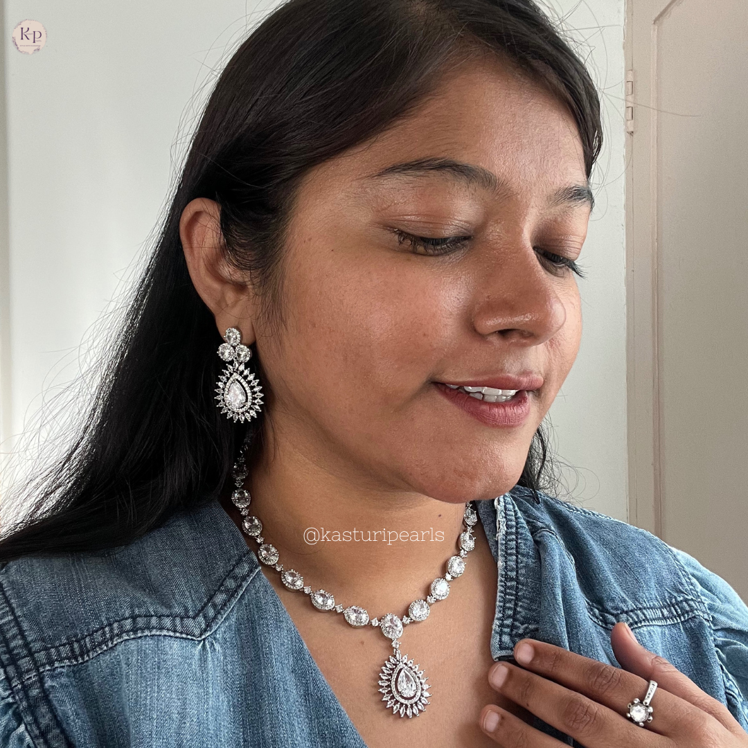 Dia blue American diamond Necklace set