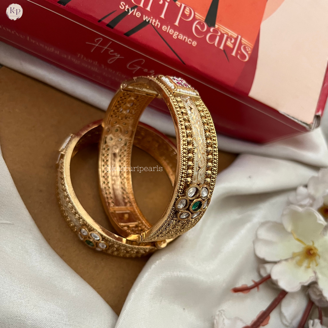 Hridhaa Antique Meenakari Brass coper Bangle