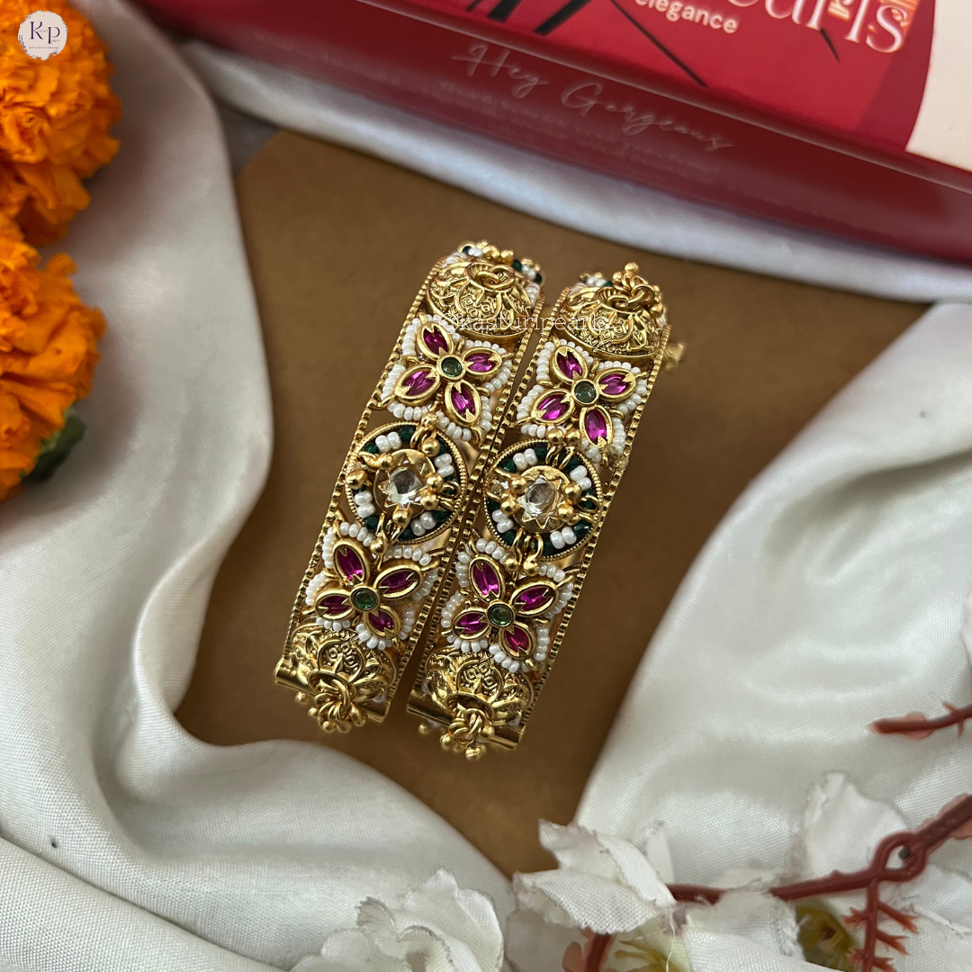 Hridhika ANtique coper bangle set with ghunghroos