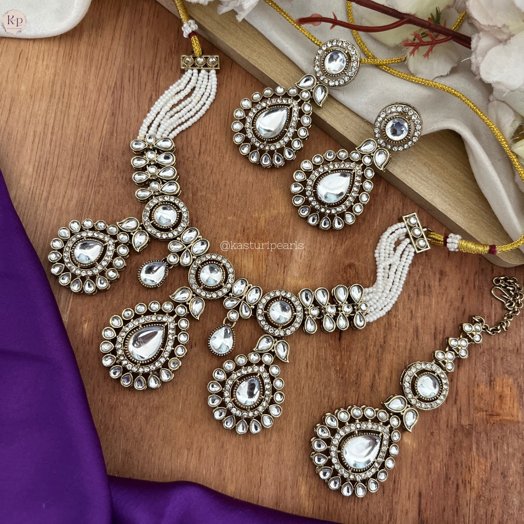 Jhanak IVORY kundan Moti Necklace set