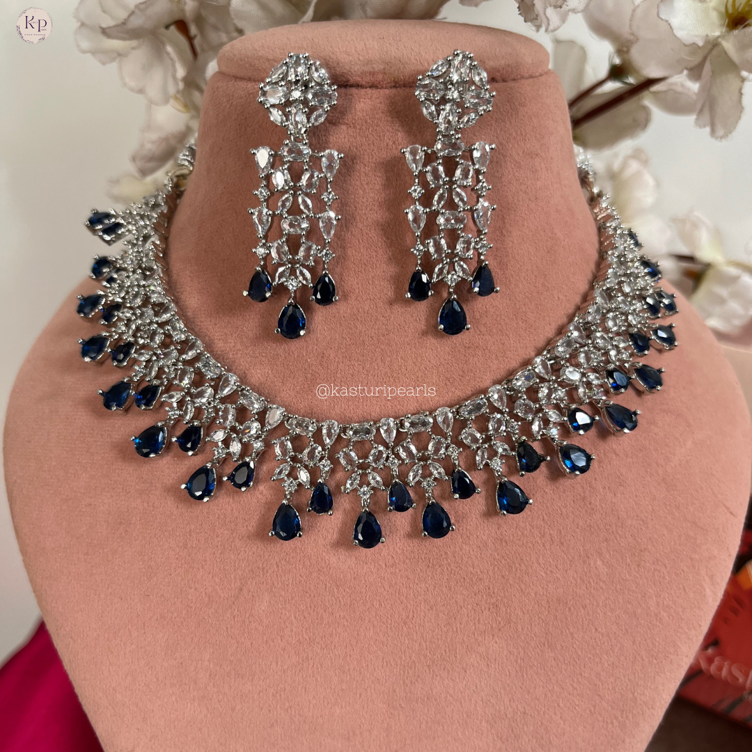 Micky 2.0 Blue American diamond necklace set
