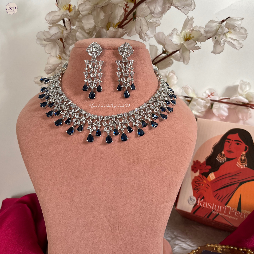 Micky 2.0 Blue American diamond necklace set