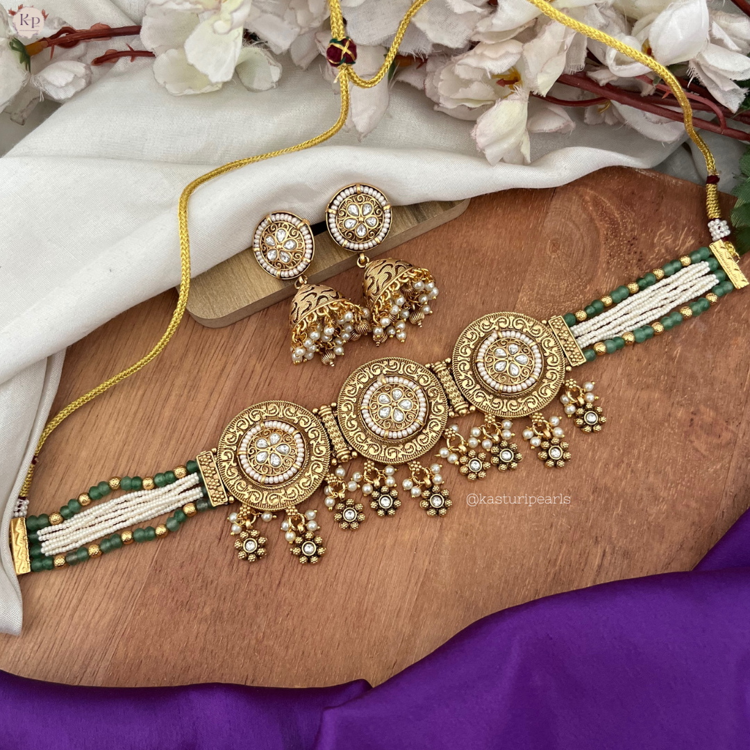 Nimi Antique coper Moti choker set