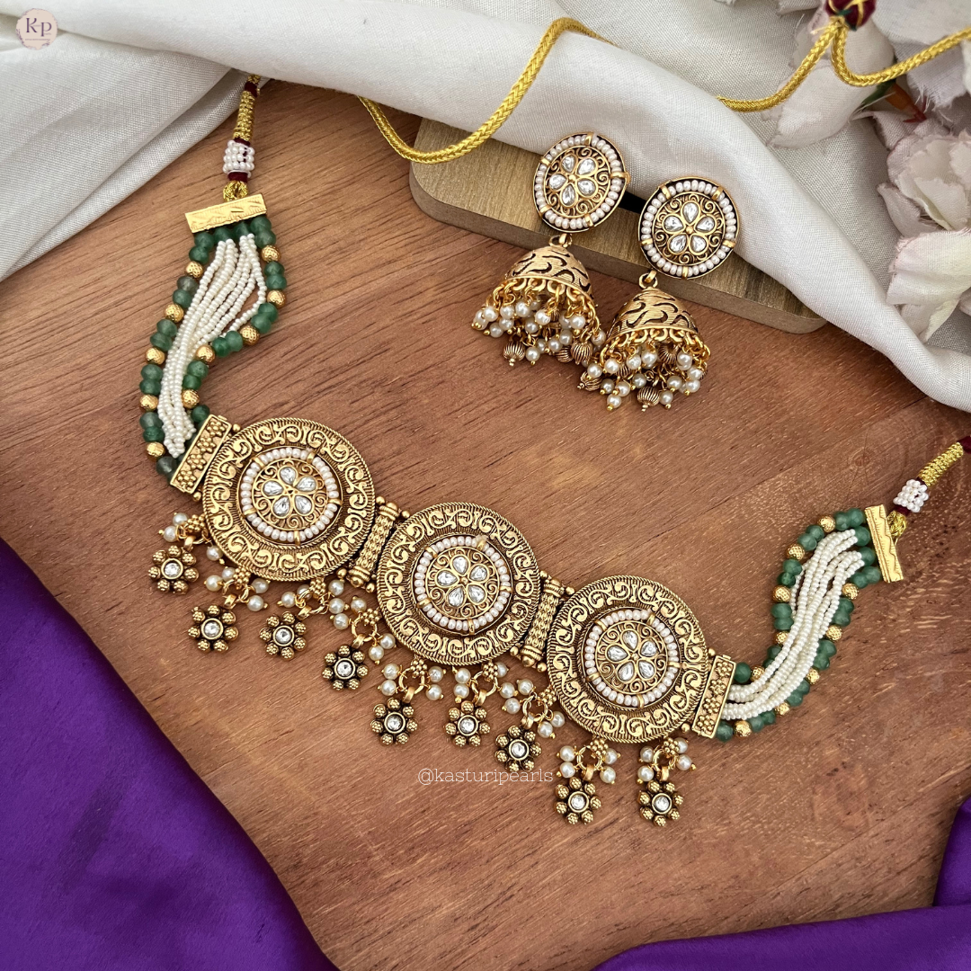 Nimi Antique coper Moti choker set