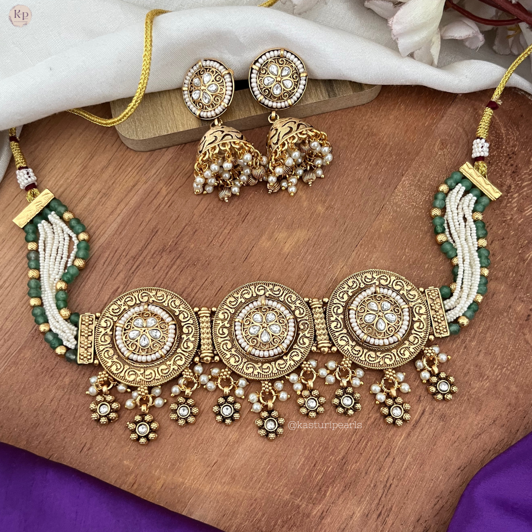 Nimi Antique coper Moti choker set