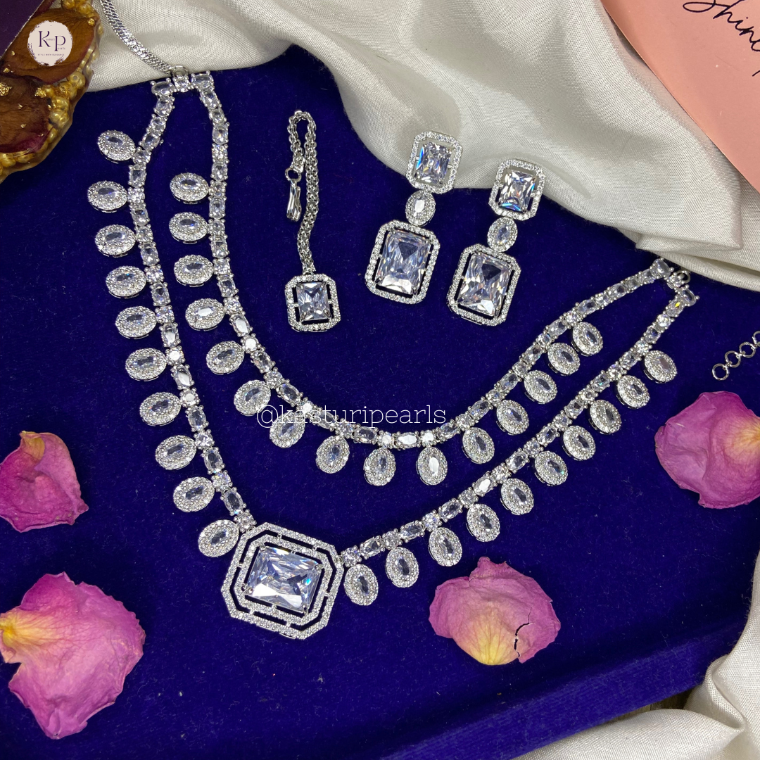 Preeta Double layer American Diamond Necklace set