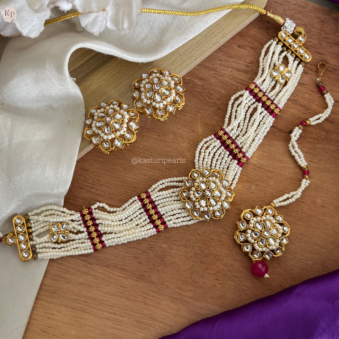 Ridhima Rani Pink Moti choker set