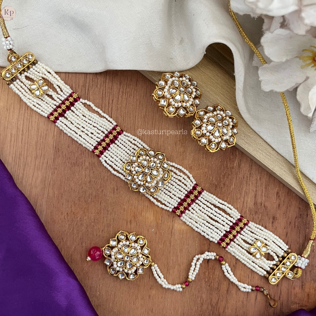 Ridhima Rani Pink Moti choker set – Kasturi pearls
