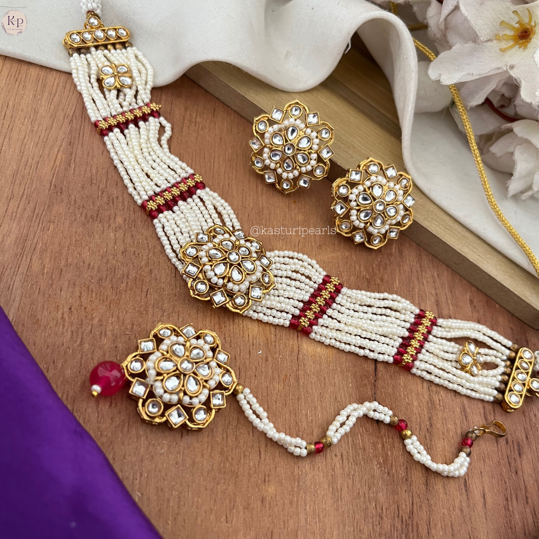 Ridhima Rani Pink Moti choker set
