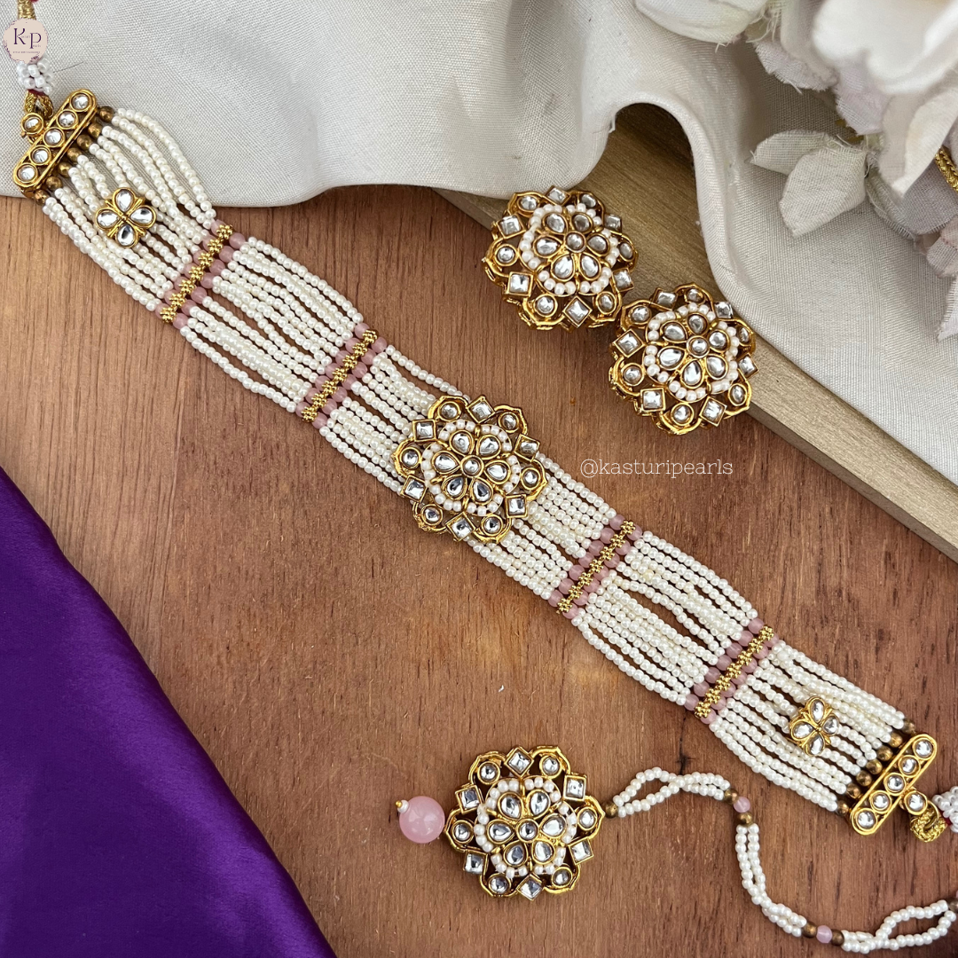 Ridhima Pink Moti choker set