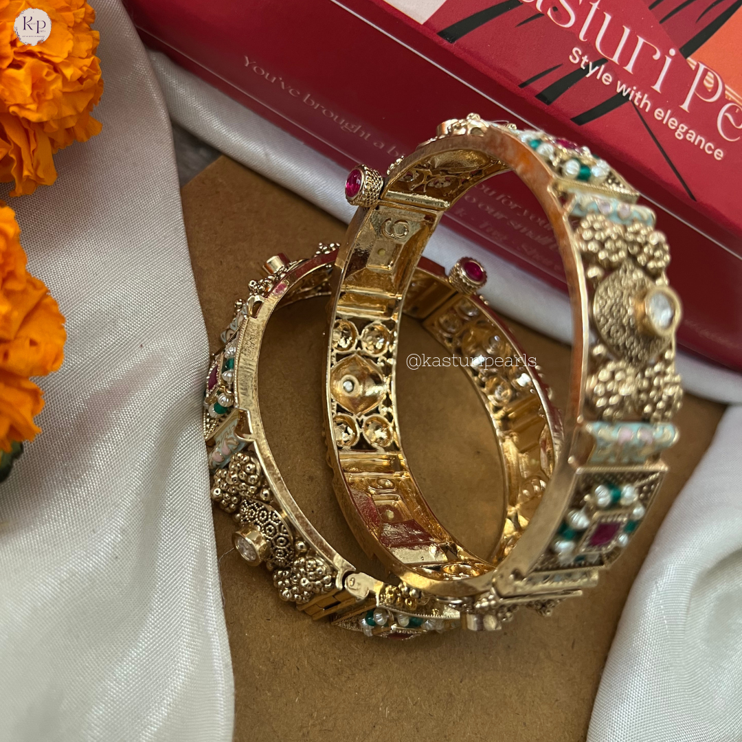 Surekha Antique Coper Meenakari Bangle set