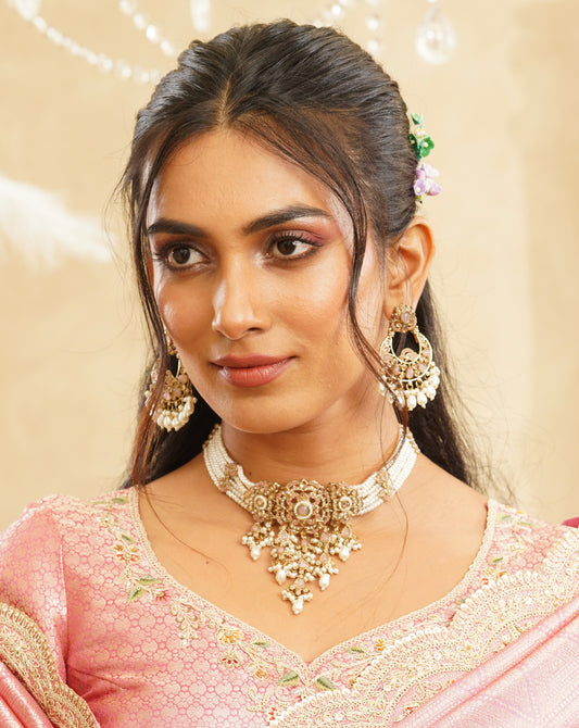 Reem Pink color Moti choker set