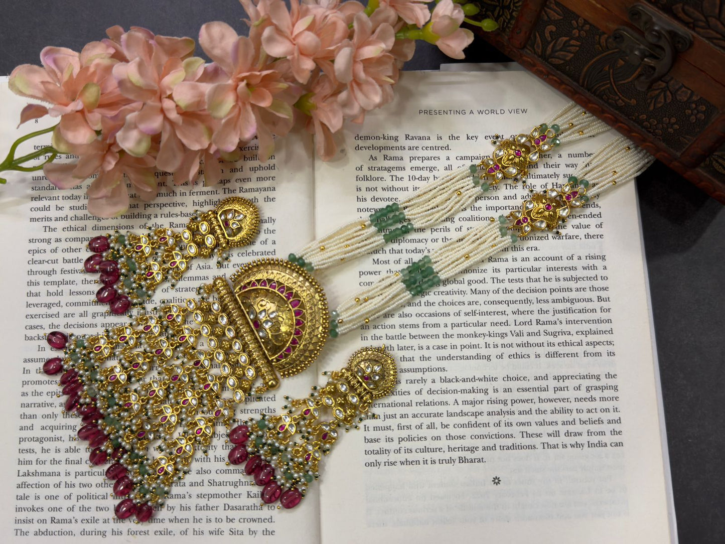 Raksha Long Jadau neckset