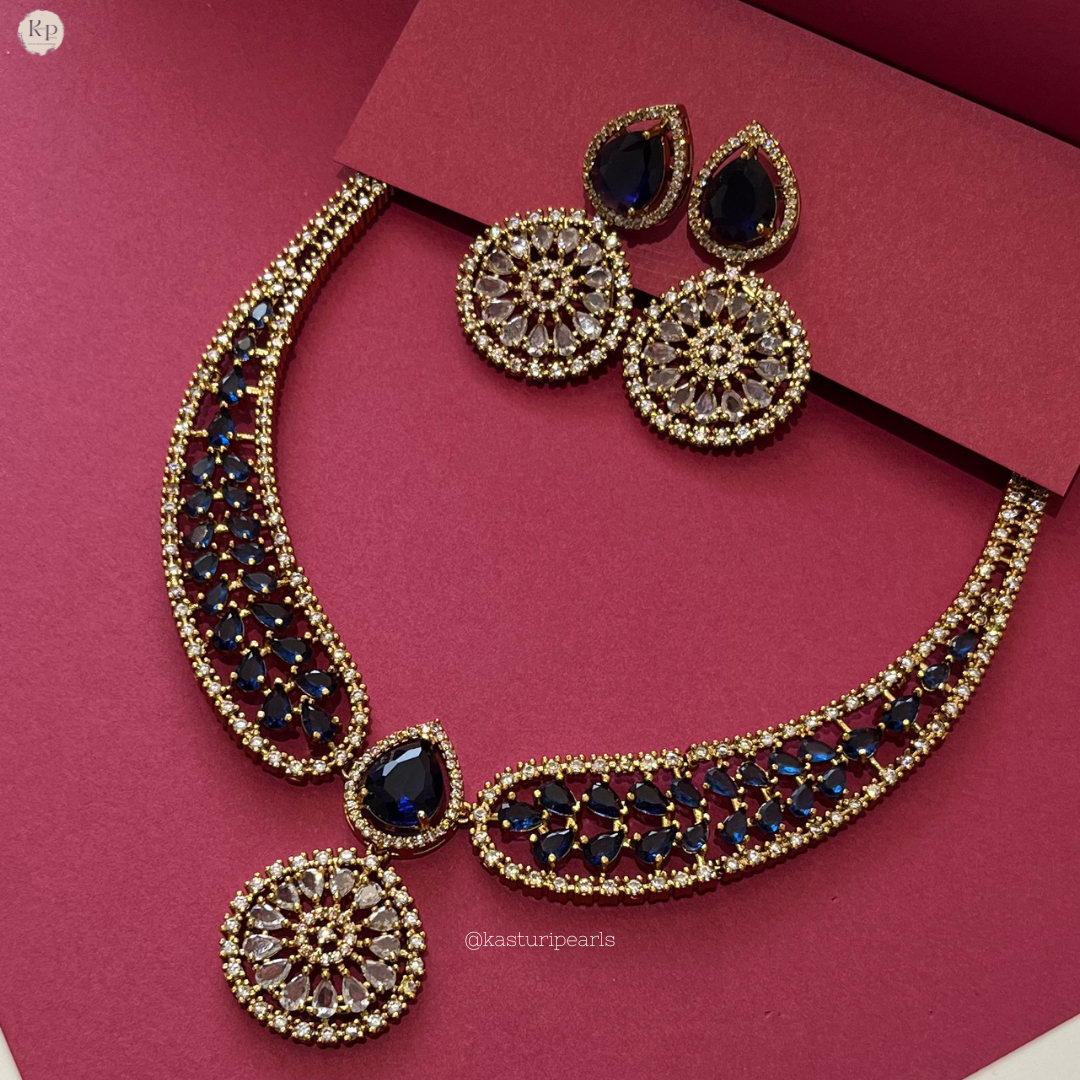 Yashvi Blue Victorian Necklace Set