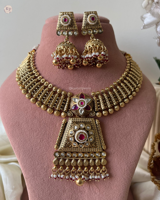 Aanchal antique brass copper Neckset