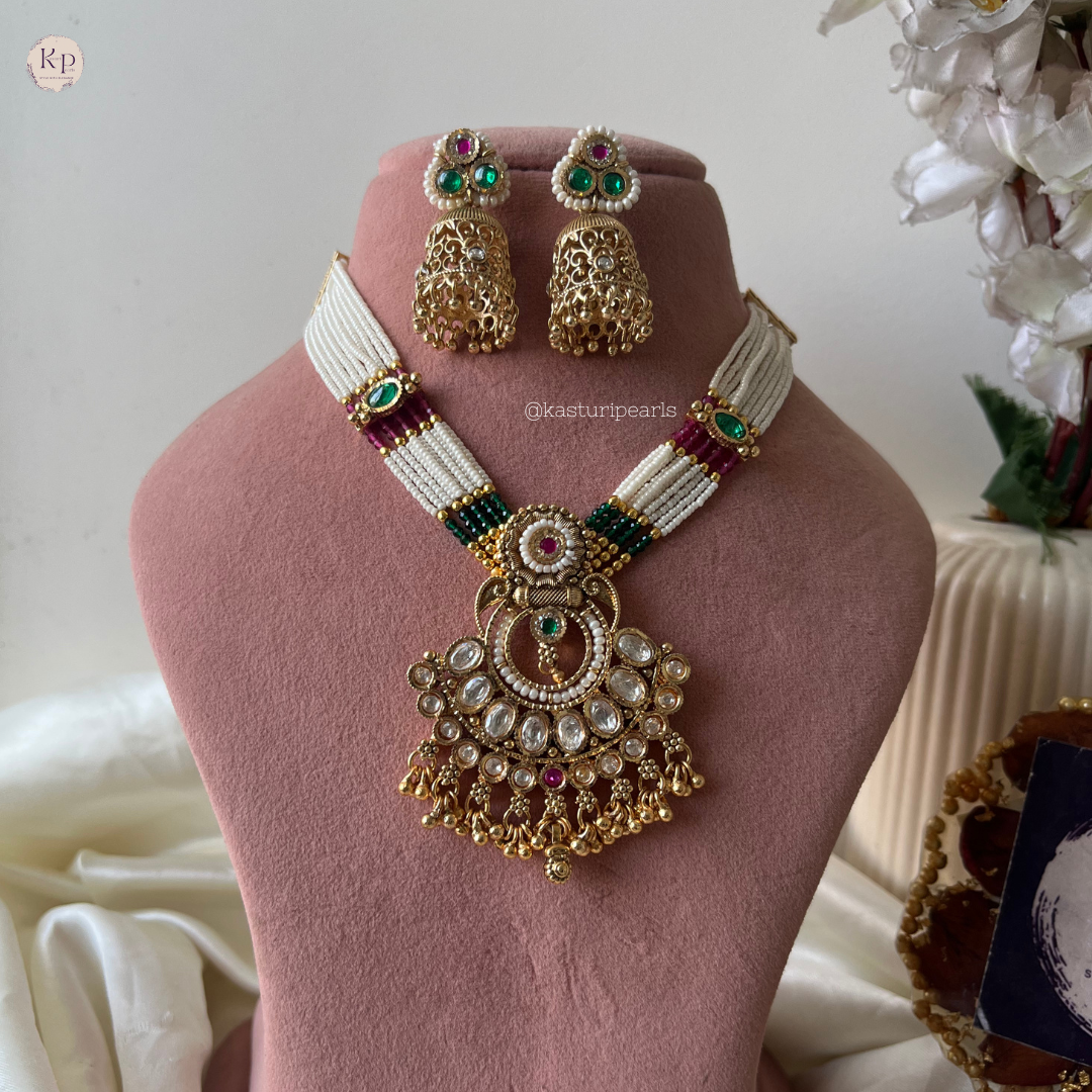 Aaradhya Multi Moti Necklace set