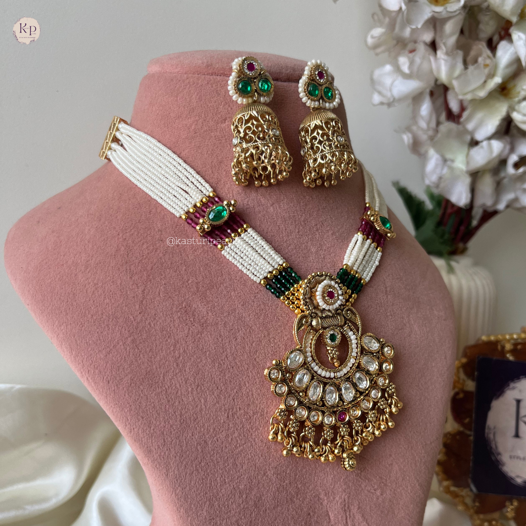 Aaradhya Multi Moti Necklace set