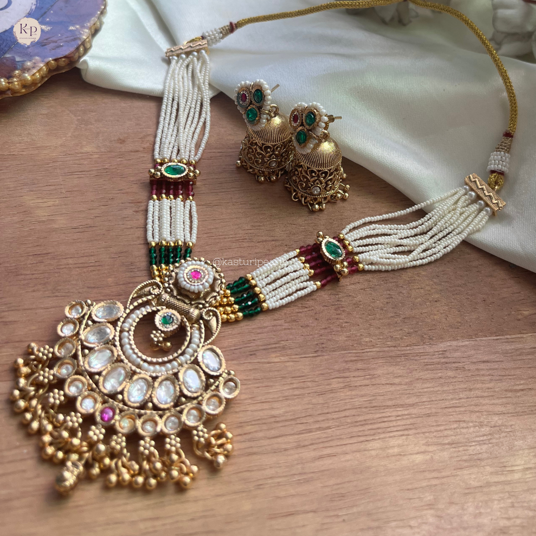 Aaradhya Multi Moti Necklace set