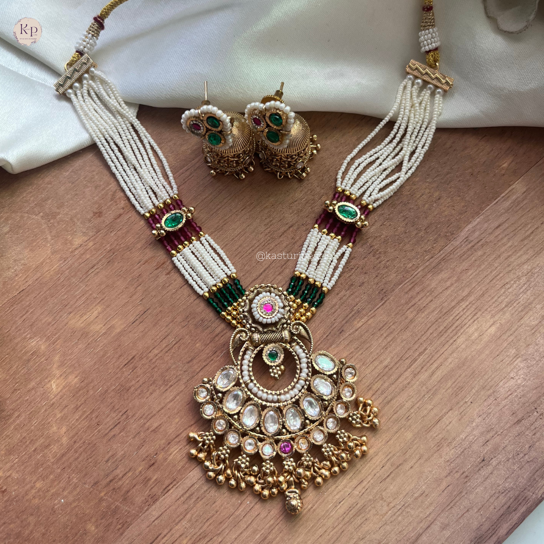 Aaradhya Multi Moti Necklace set
