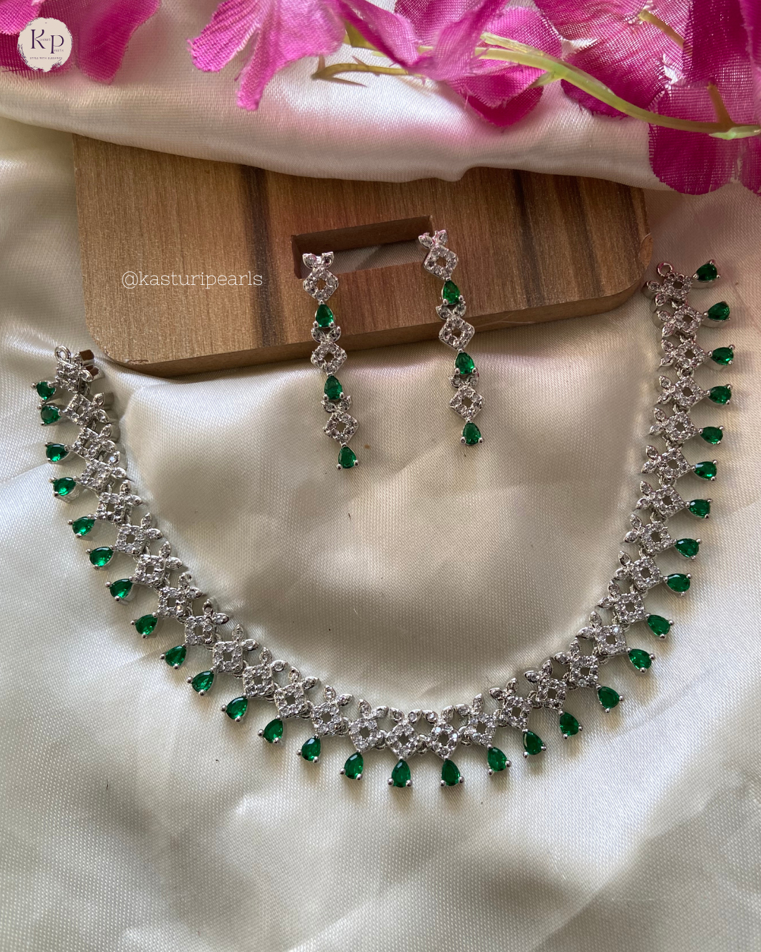 Nimisha 2.0 Green American Diamond Neckset
