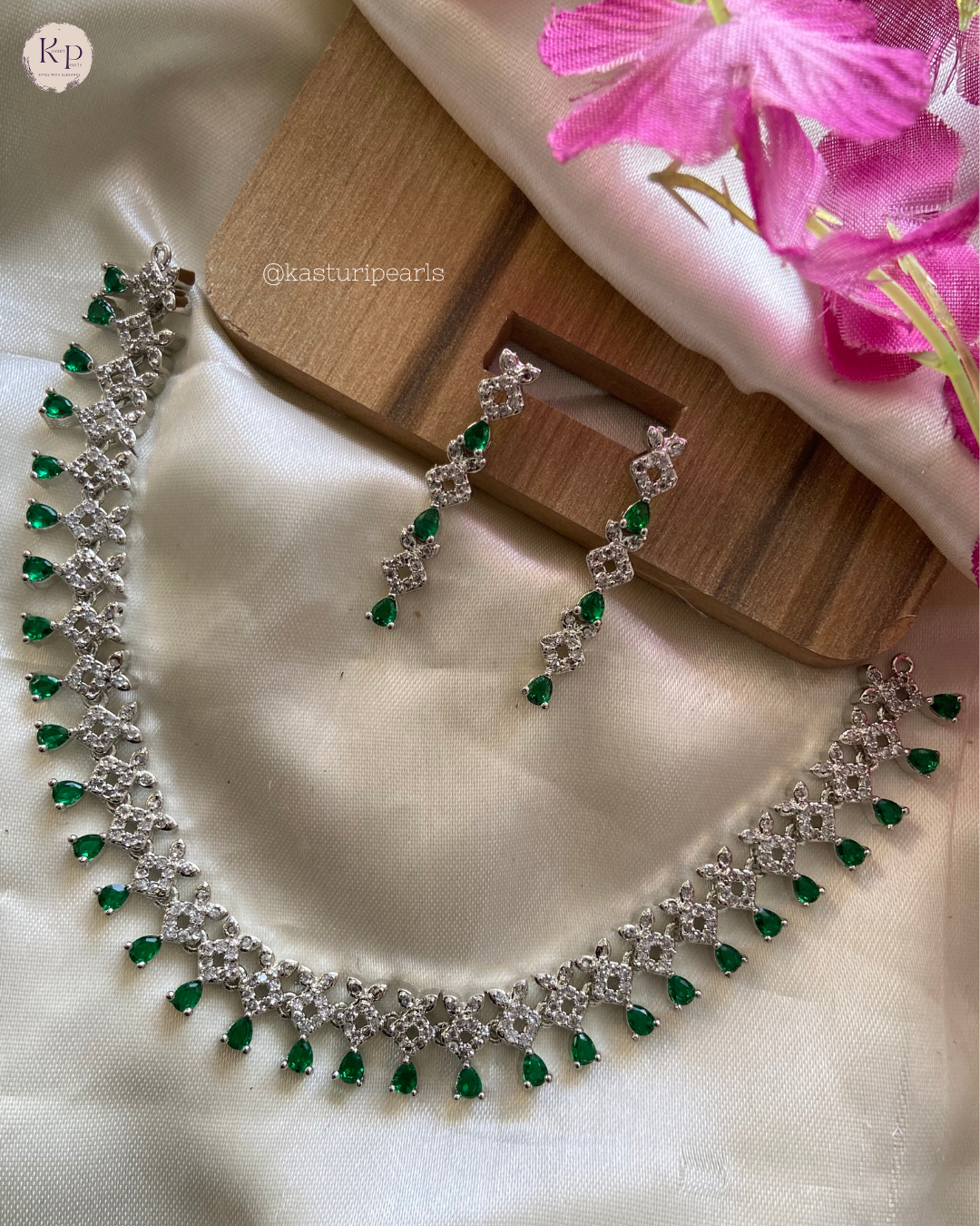 Nimisha 2.0 Green American Diamond Neckset